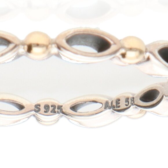 PANDORA Silver 14k Gold Always Forever Open Two Tone Ring Size 58/8.5 - Picture 2 of 2